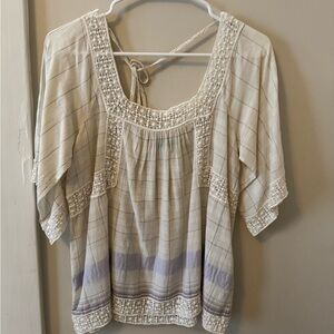 HOLDING HORSES Cream and Gray Bohemian Blouse